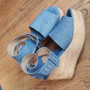 Gap Chambray Wedge Sandals Size 39